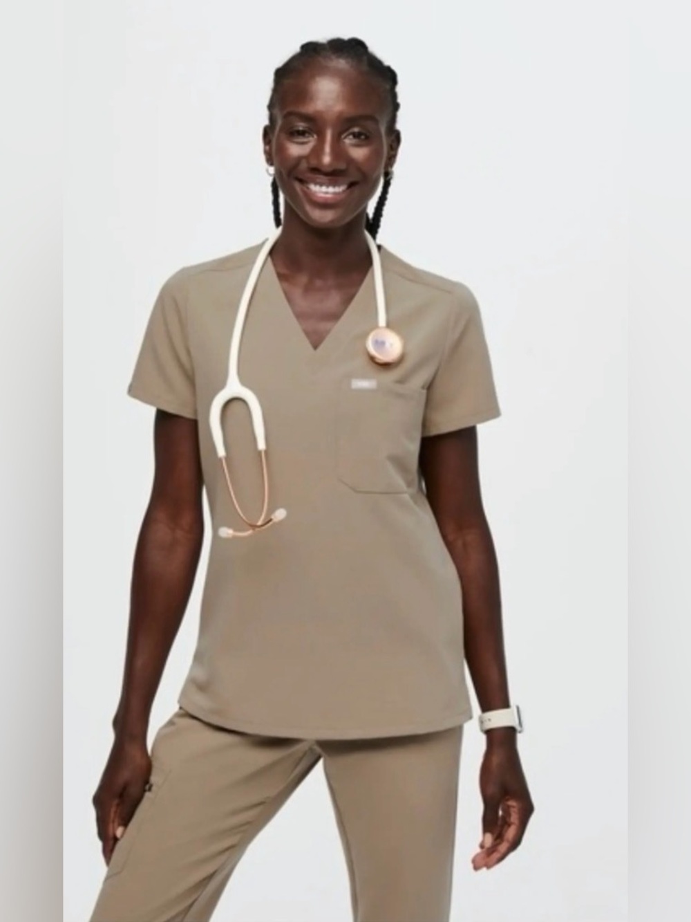 FIGS Women’s Catarina Scrub Top in Latte